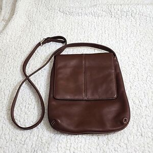 Charter Club Brown‎ Leather Flap Over Shoulder Bag
